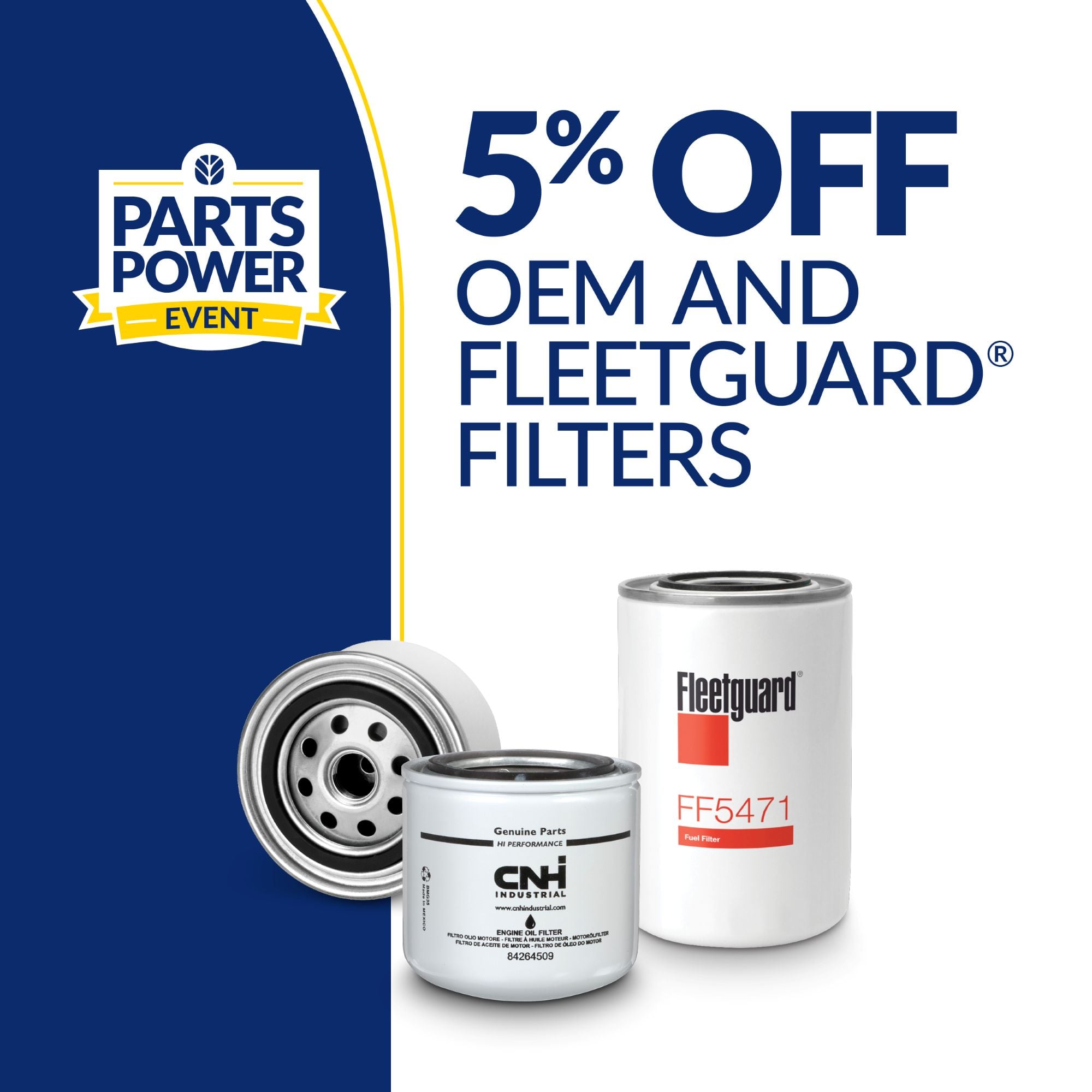 5% OFF OEM AND FLEETGUARD FILTERS